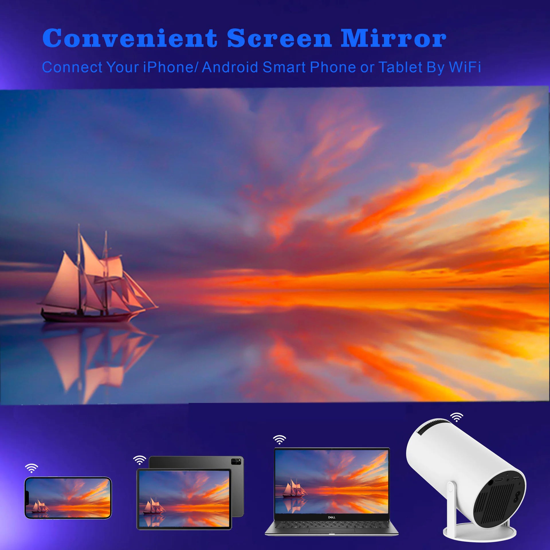 Portable LCD Projector – Mini 4K 1080p Home Theater